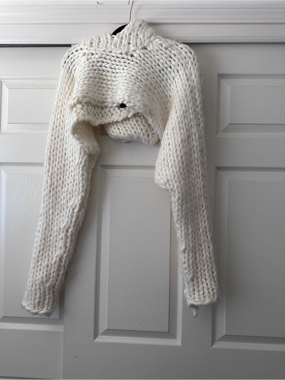 Rehab Cream Chunky Knit Cropped Hoodie Sweater